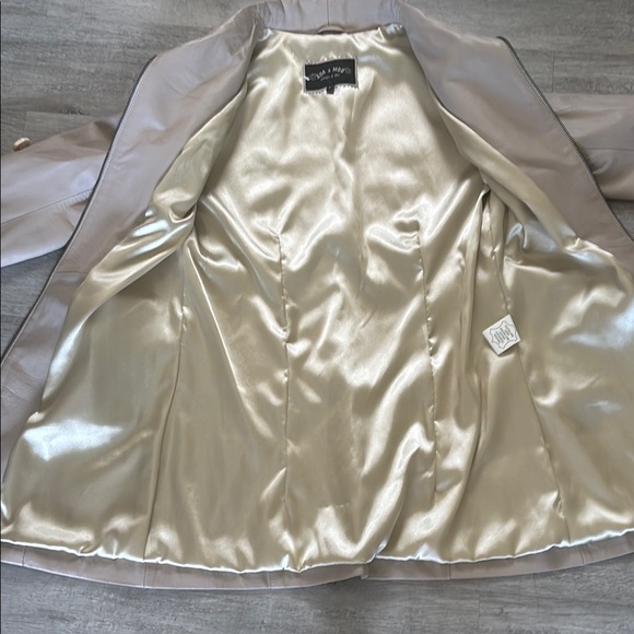 Ada & MOD genuine lamb leather Sz L tailored tan jacket zipper coat - Picture 4 of 11